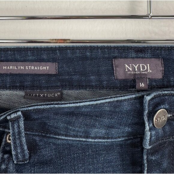 NYDJ Lift tuck Marilyn Straight jeans stretchy comfy preppy 90s sz 16 - Picture 2 of 9